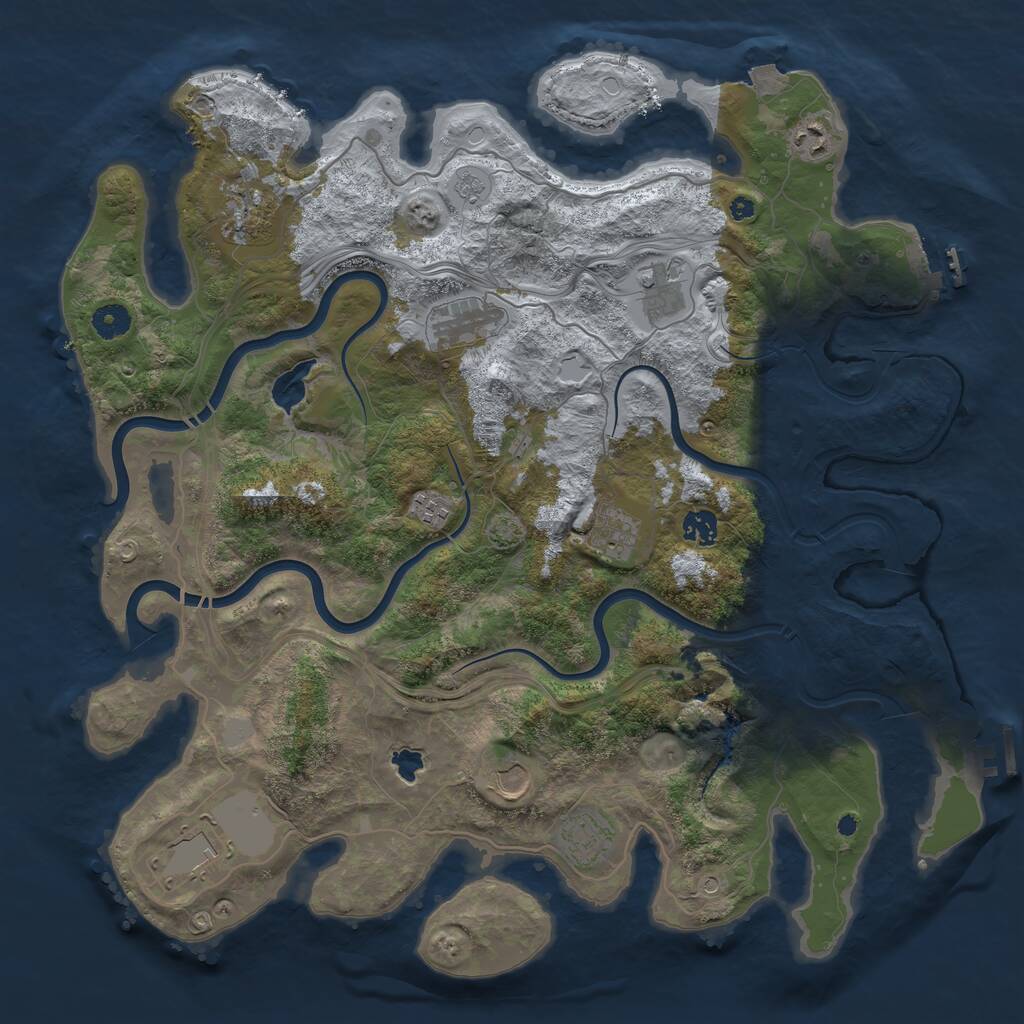 Rust Map: Procedural Map, Size: 4250, Seed: 1249970032, 16 Monuments