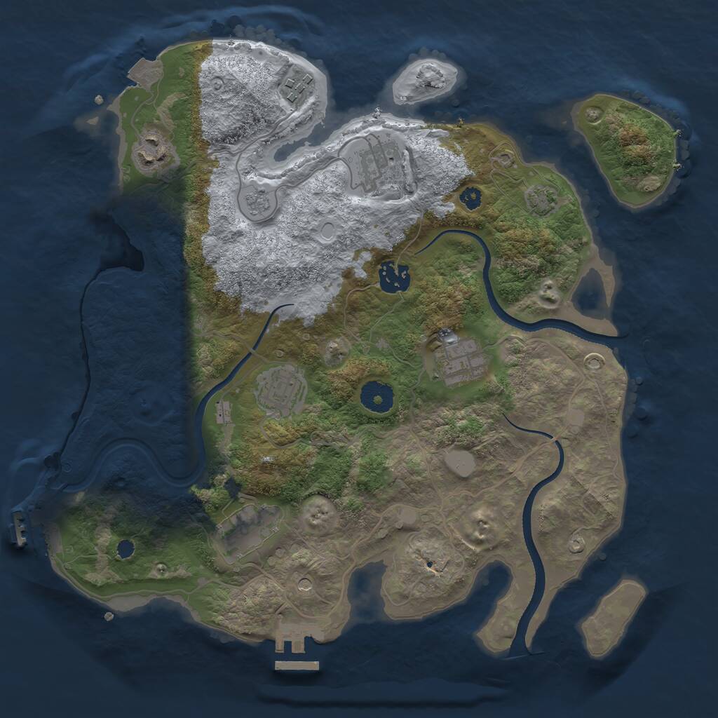 Rust Map: Procedural Map, Size: 3300, Seed: 84875620, 13 Monuments