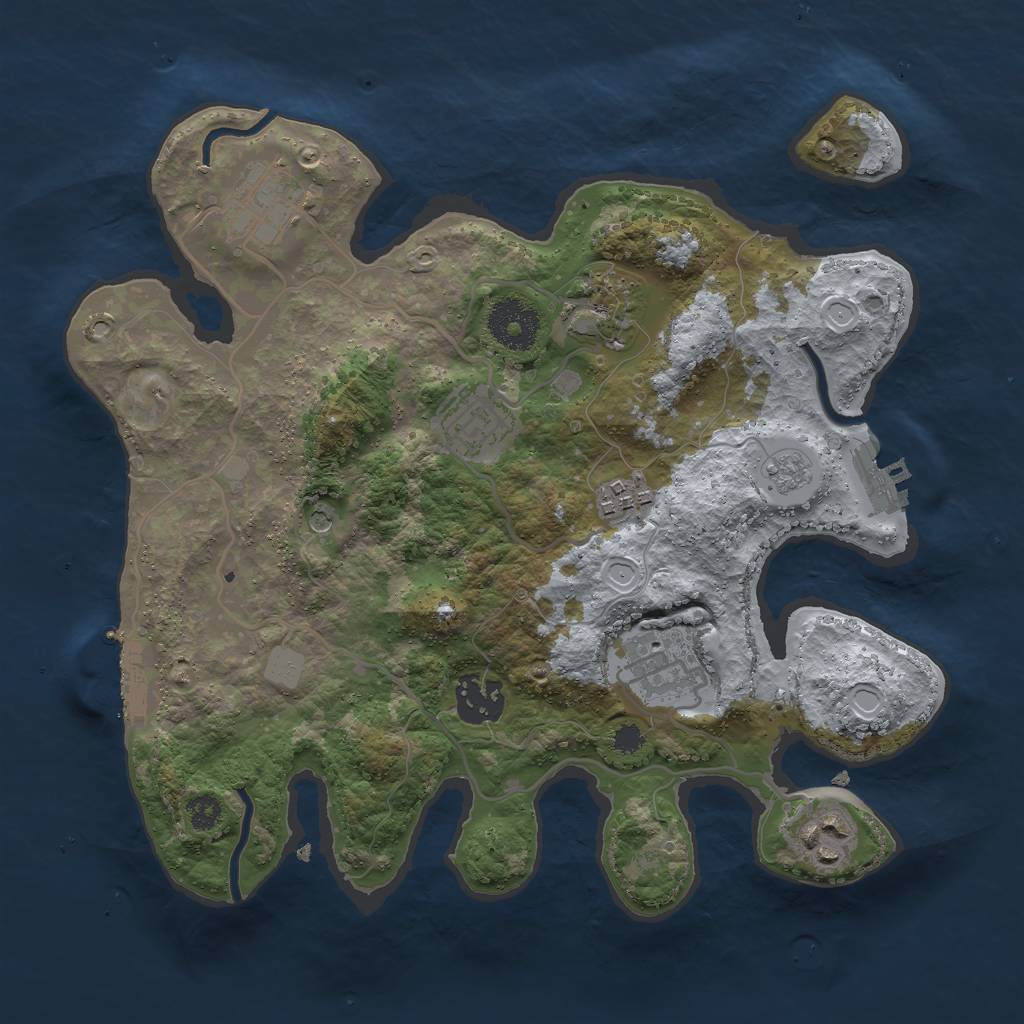 Rust Map: Procedural Map, Size: 3000, Seed: 1961105986, 16 Monuments