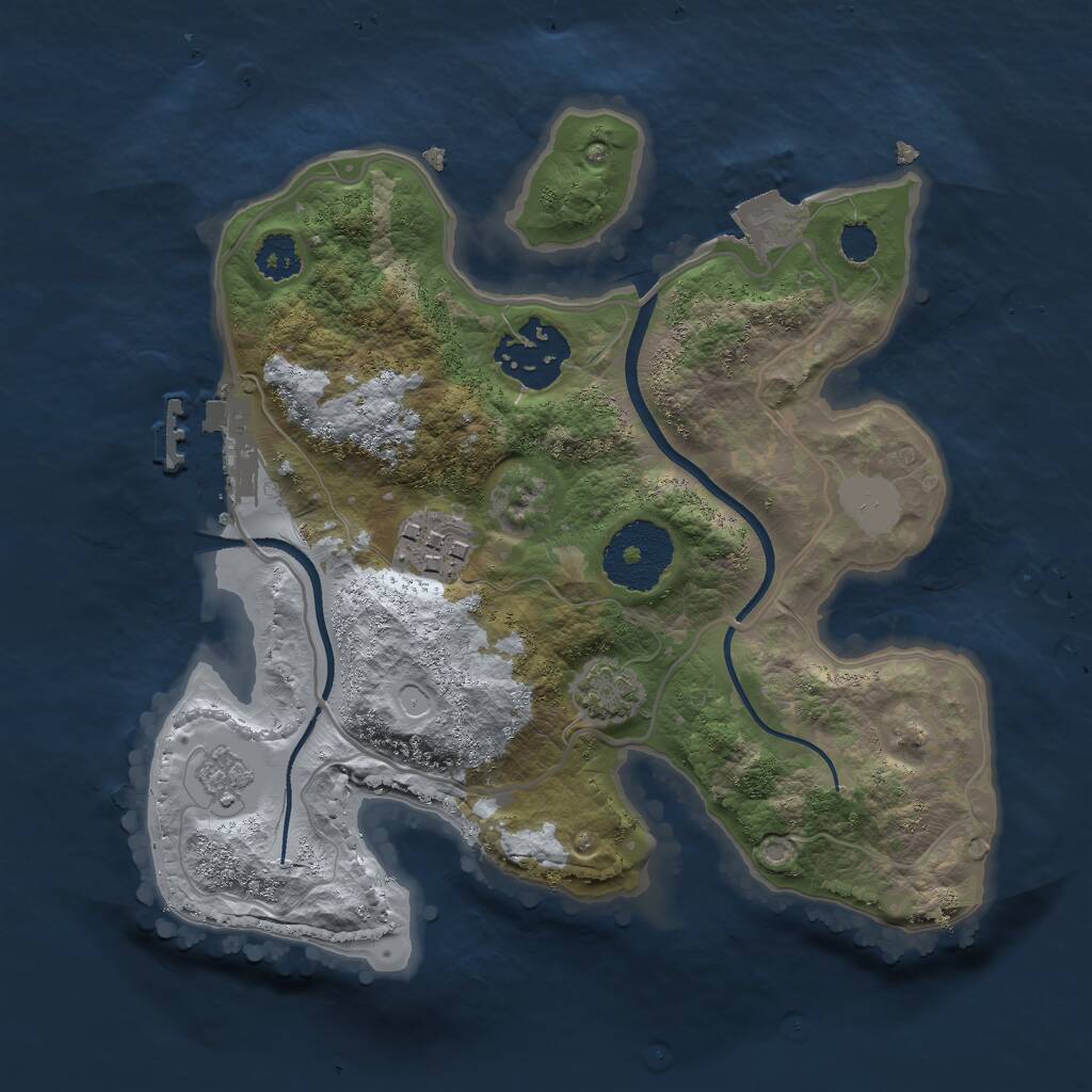 Rust Map: Procedural Map, Size: 2400, Seed: 70, 6 Monuments