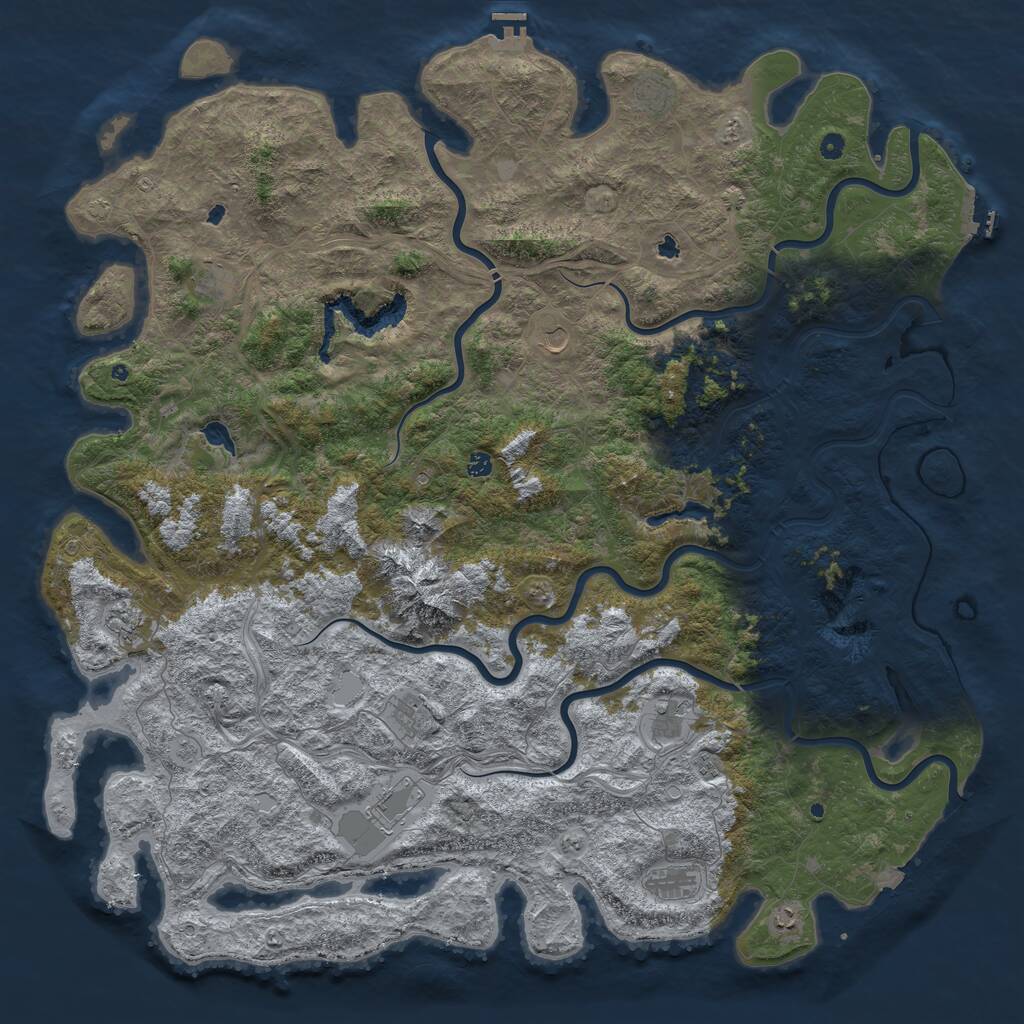 Rust Map: Procedural Map, Size: 6000, Seed: 100122, 17 Monuments