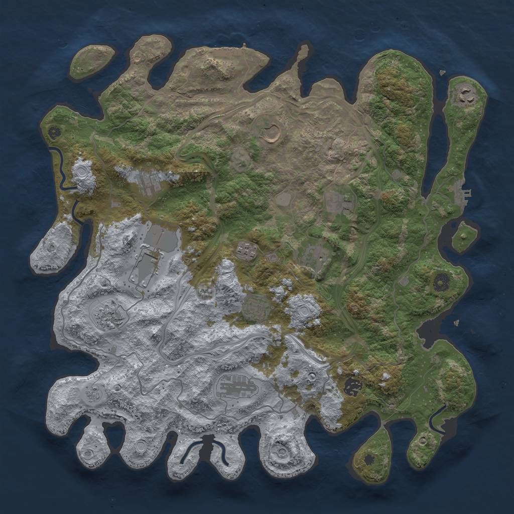 Rust Map: Procedural Map, Size: 4250, Seed: 848916596, 20 Monuments