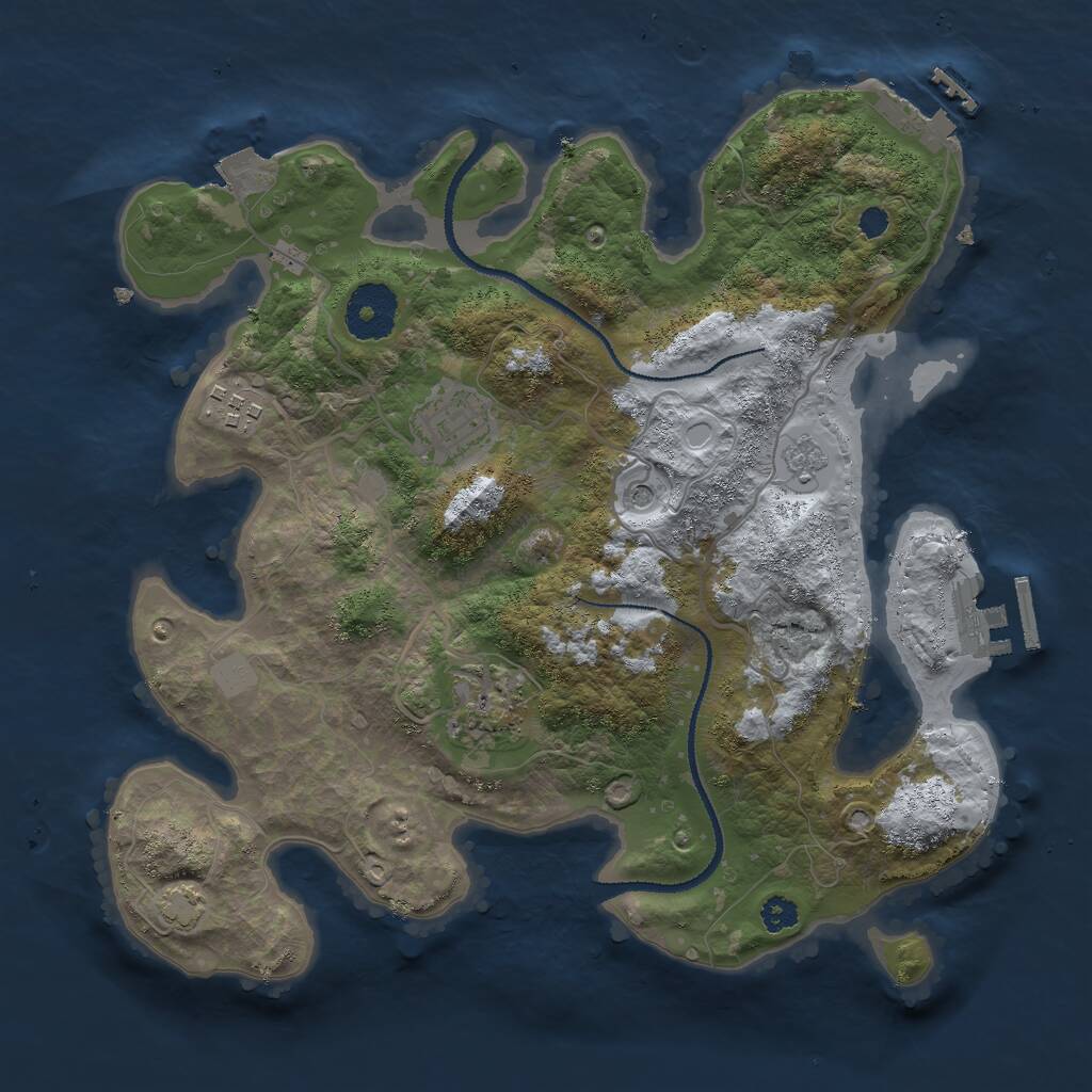 Rust Map: Procedural Map, Size: 3000, Seed: 2579408, 9 Monuments
