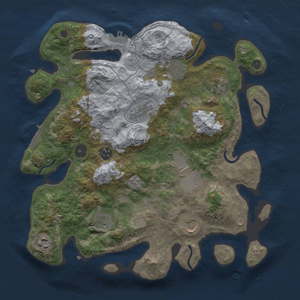 Rust Map: Procedural Map, Size: 3500, Seed: 1912653494, 18 Monuments