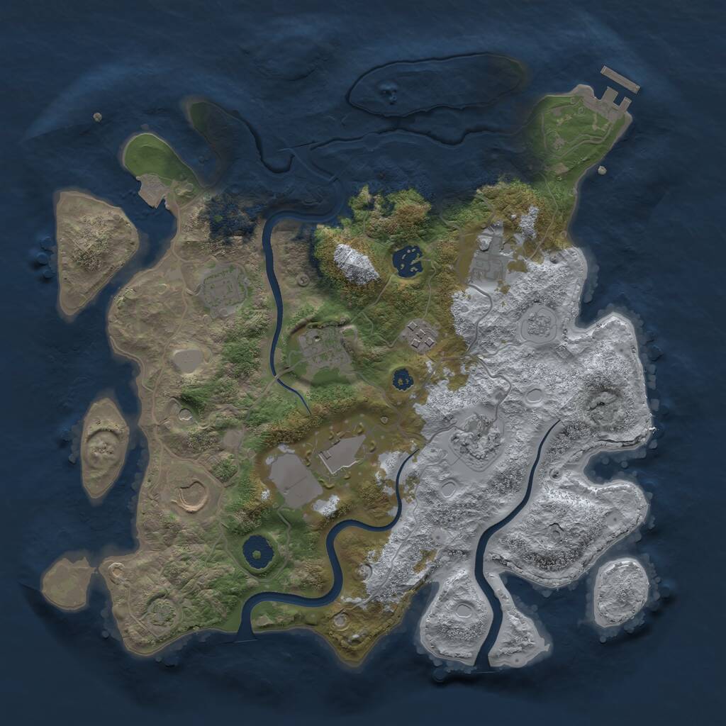 Rust Map: Procedural Map, Size: 3500, Seed: 96119322, 13 Monuments