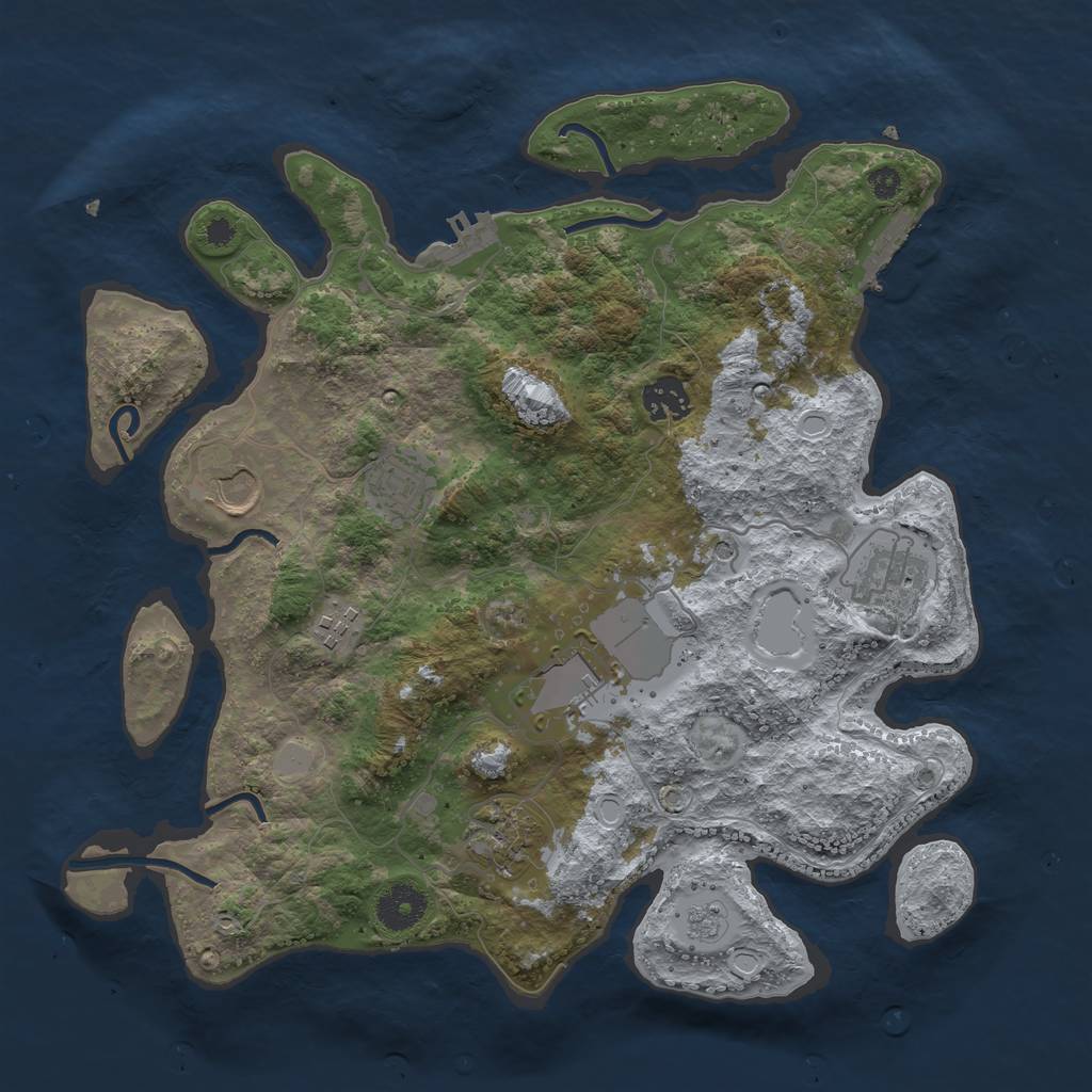 Rust Map: Procedural Map, Size: 3500, Seed: 96119322, 16 Monuments