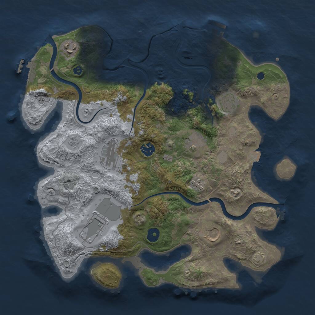 Rust Map: Procedural Map, Size: 3500, Seed: 16161217, 14 Monuments