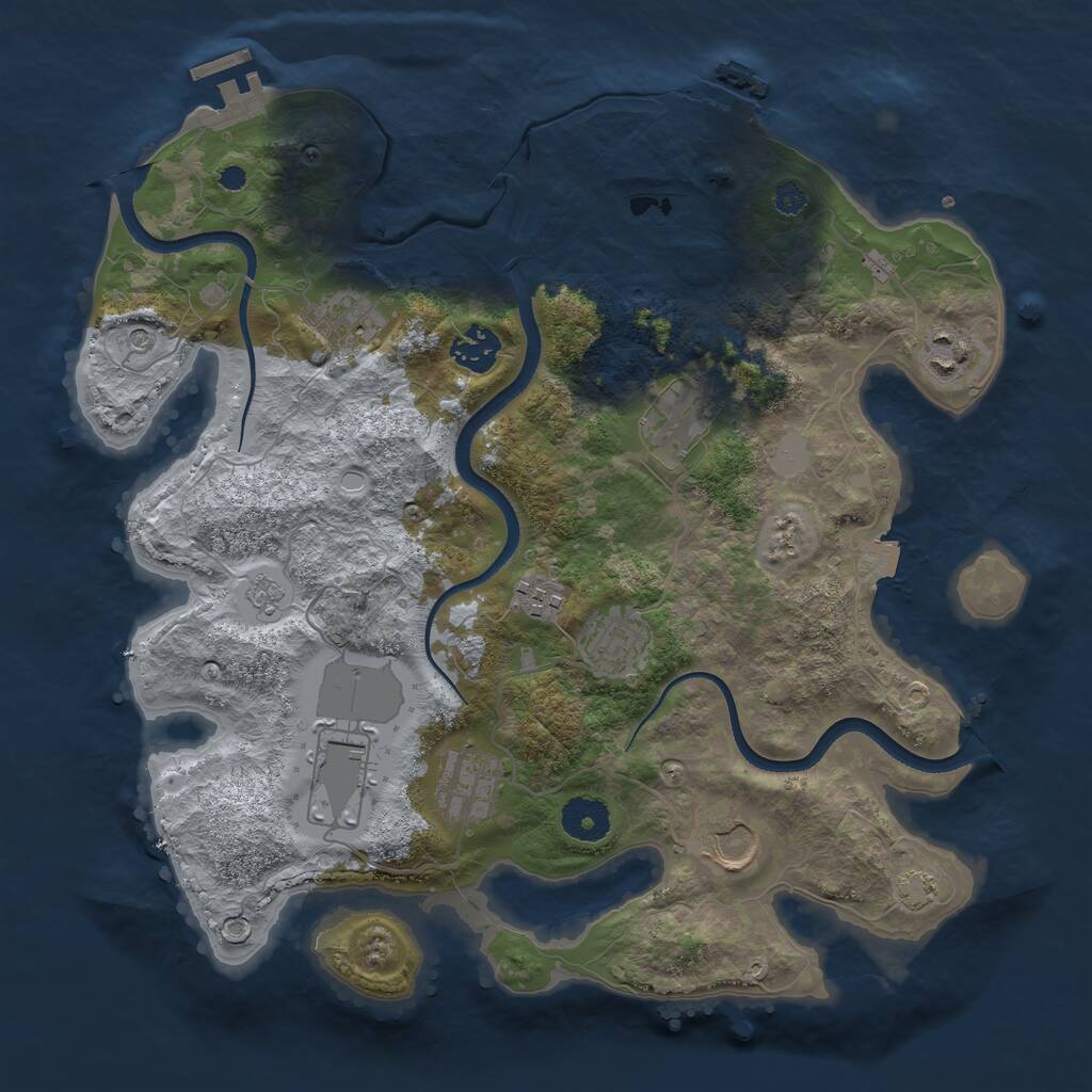 Rust Map: Procedural Map, Size: 3500, Seed: 16161217, 15 Monuments