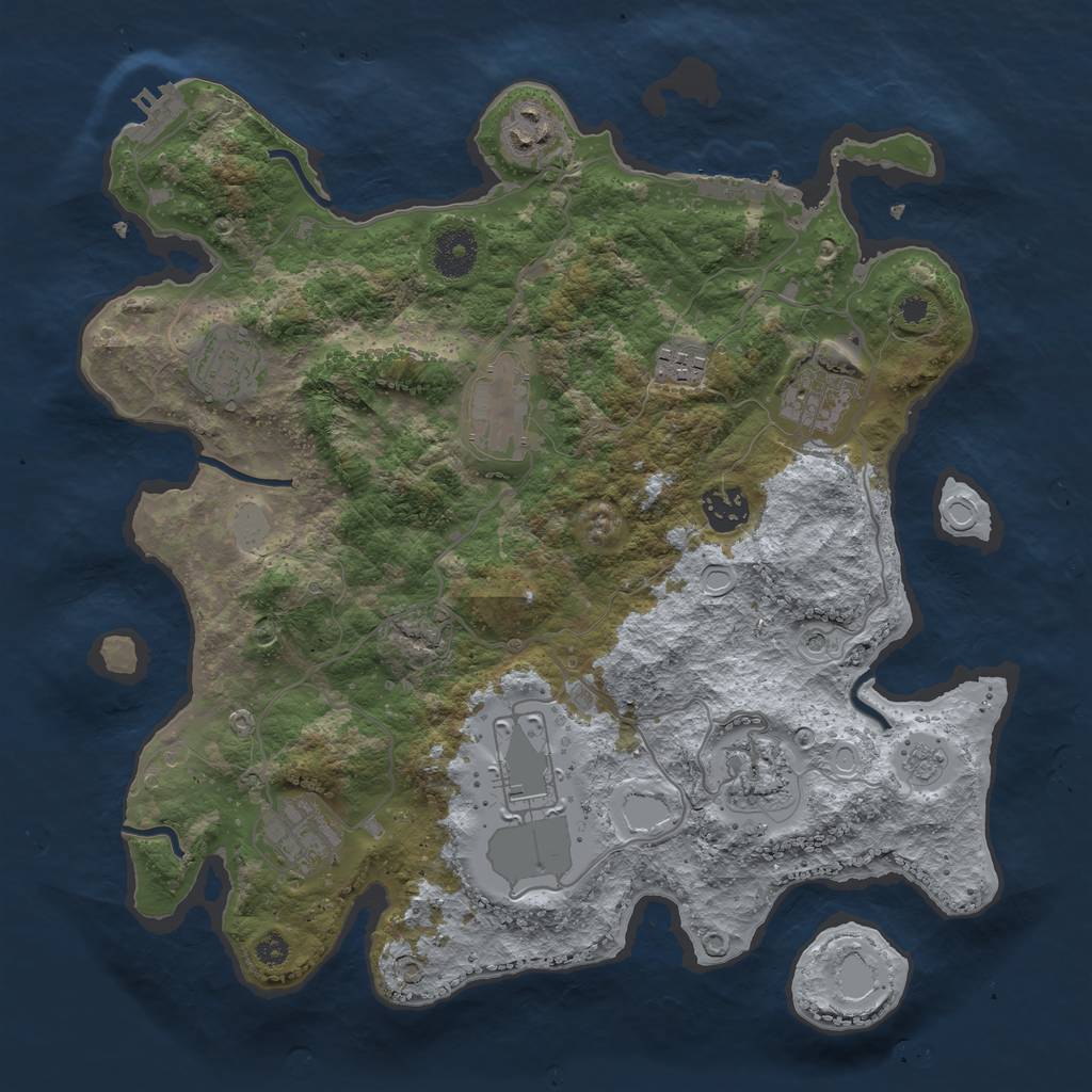 Rust Map: Procedural Map, Size: 3500, Seed: 52837524, 16 Monuments