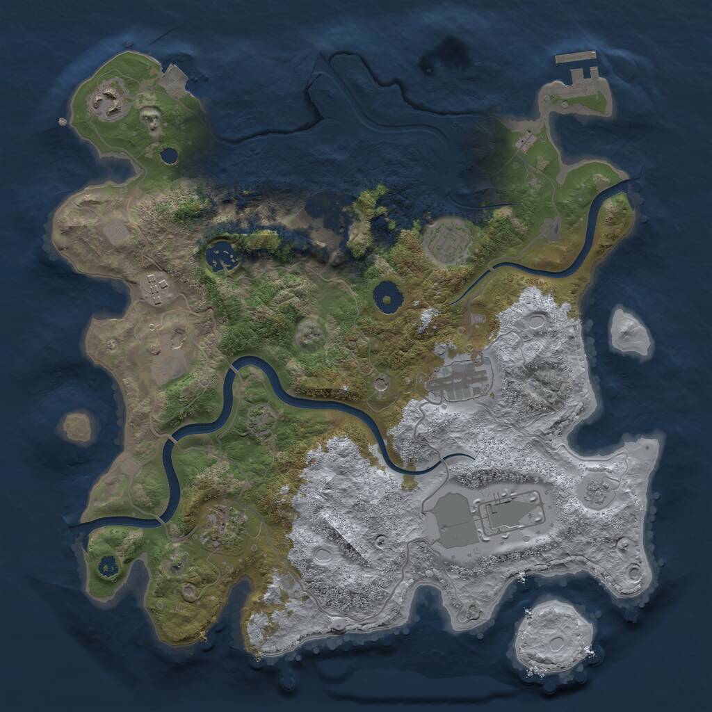 Rust Map: Procedural Map, Size: 3500, Seed: 52837524, 14 Monuments