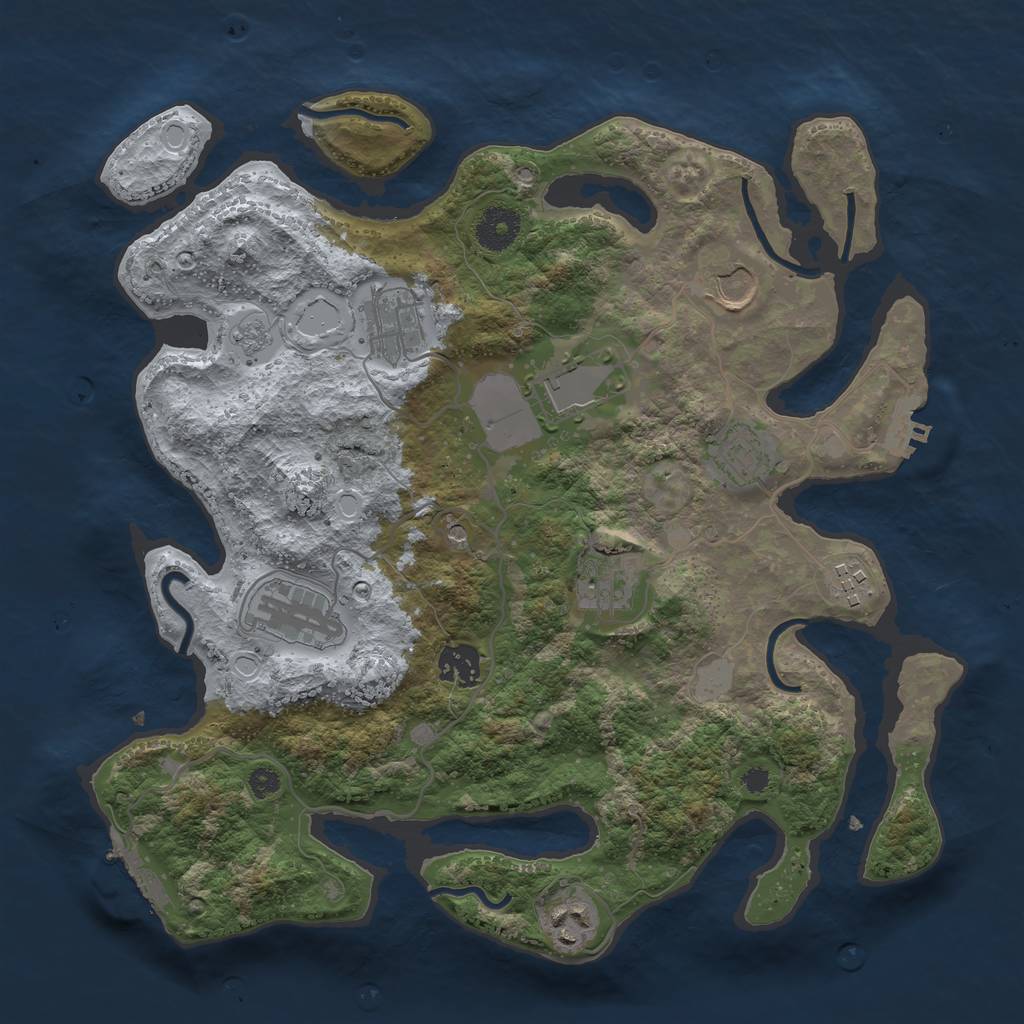 Rust Map: Procedural Map, Size: 3500, Seed: 84566070, 18 Monuments