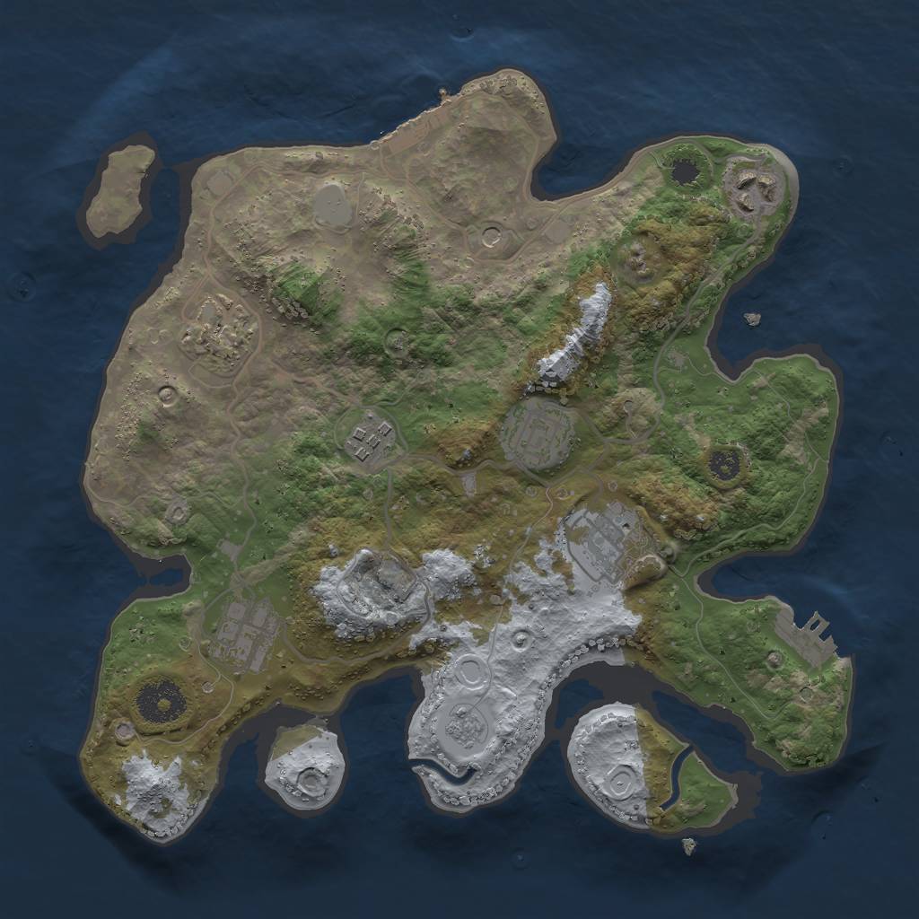 Rust Map: Procedural Map, Size: 3000, Seed: 1905022887, 15 Monuments