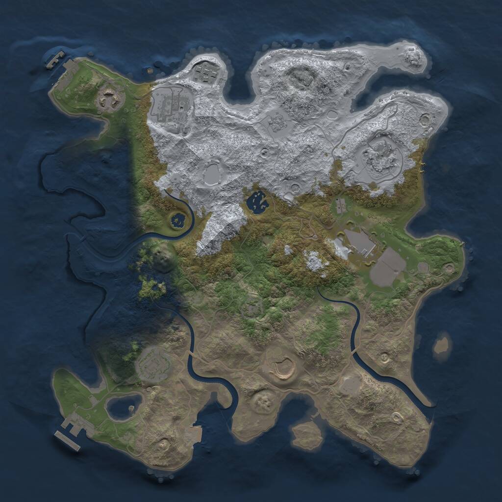 Rust Map: Procedural Map, Size: 3500, Seed: 94184387, 14 Monuments