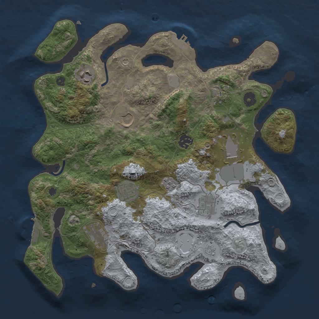 Rust Map: Procedural Map, Size: 3500, Seed: 51944020, 16 Monuments