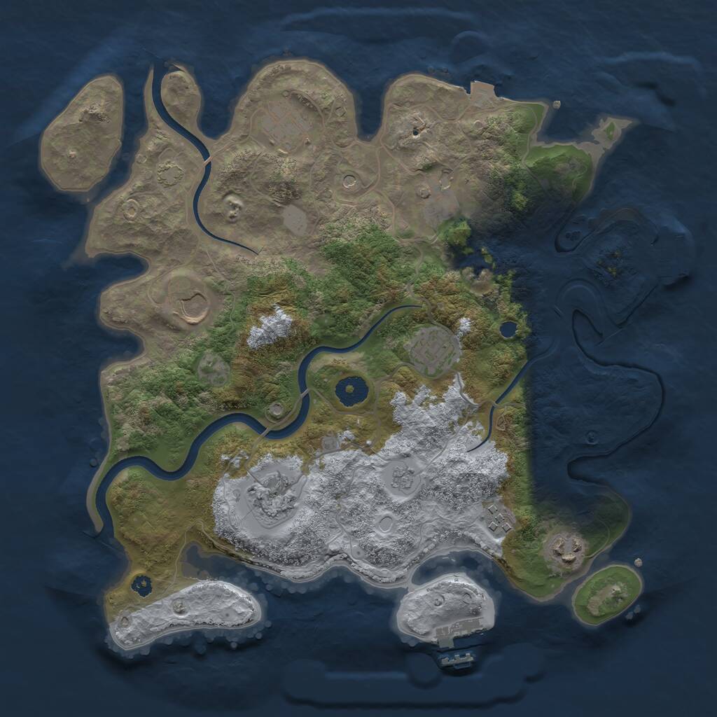 Rust Map: Procedural Map, Size: 3500, Seed: 68047633, 13 Monuments