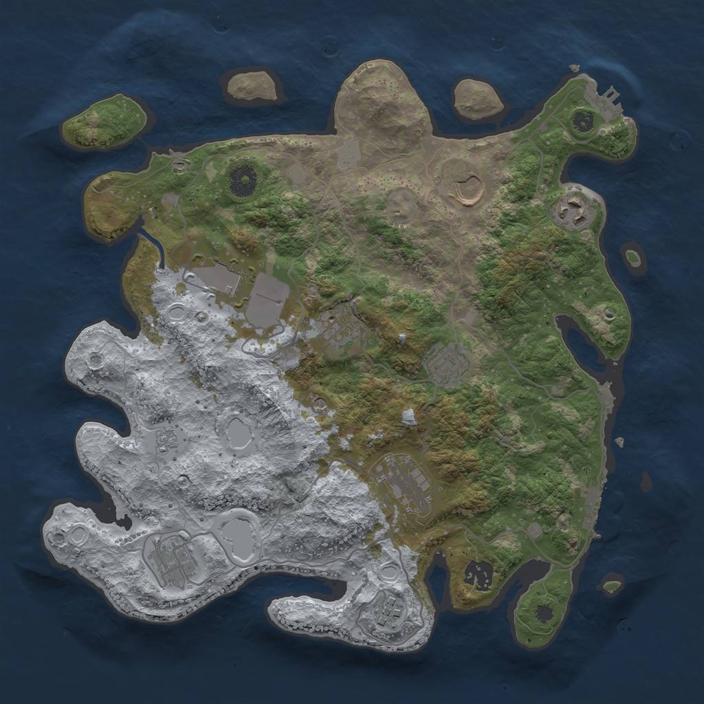 Rust Map: Procedural Map, Size: 3500, Seed: 94822016, 18 Monuments