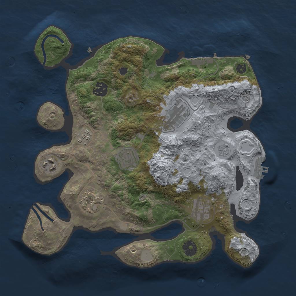 Rust Map: Procedural Map, Size: 3000, Seed: 28597, 16 Monuments