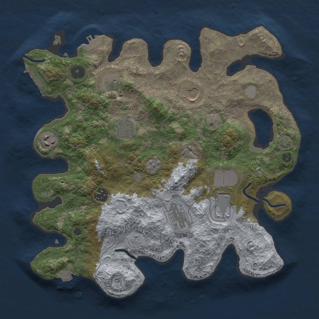 Rust Map: Procedural Map, Size: 3500, Seed: 54988836, 16 Monuments