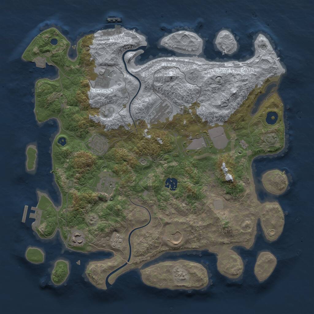 Rust Map: Procedural Map, Size: 3700, Seed: 699401289, 15 Monuments