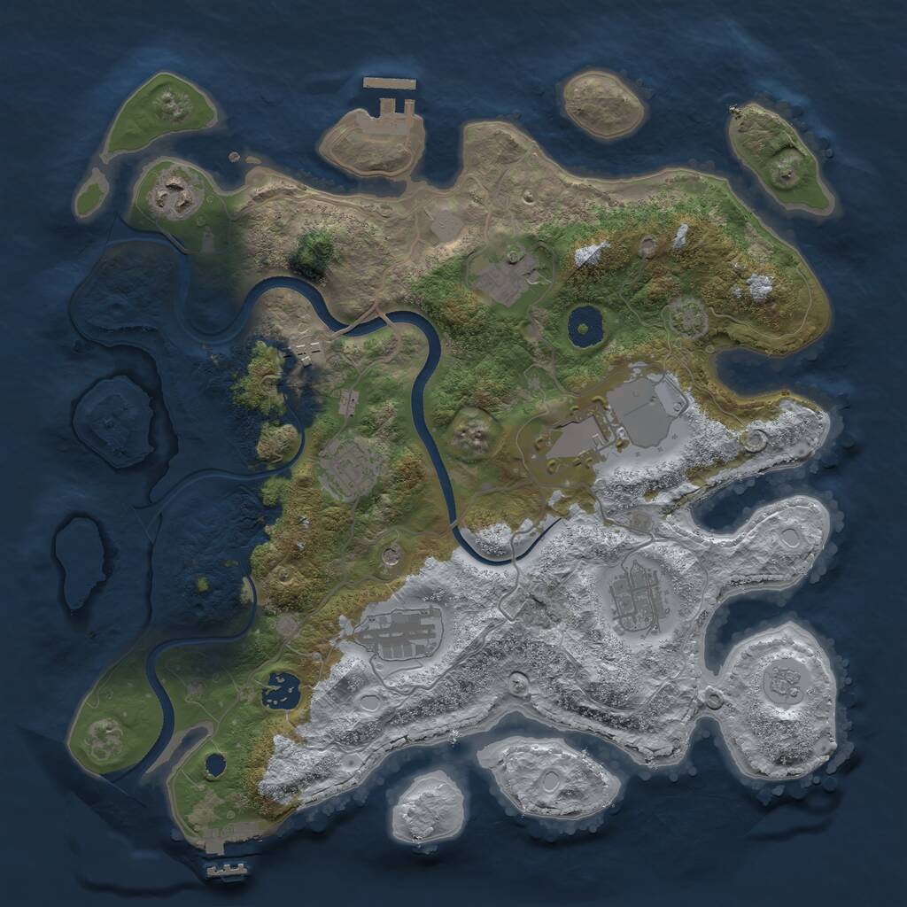Rust Map: Procedural Map, Size: 3500, Seed: 98353596, 14 Monuments