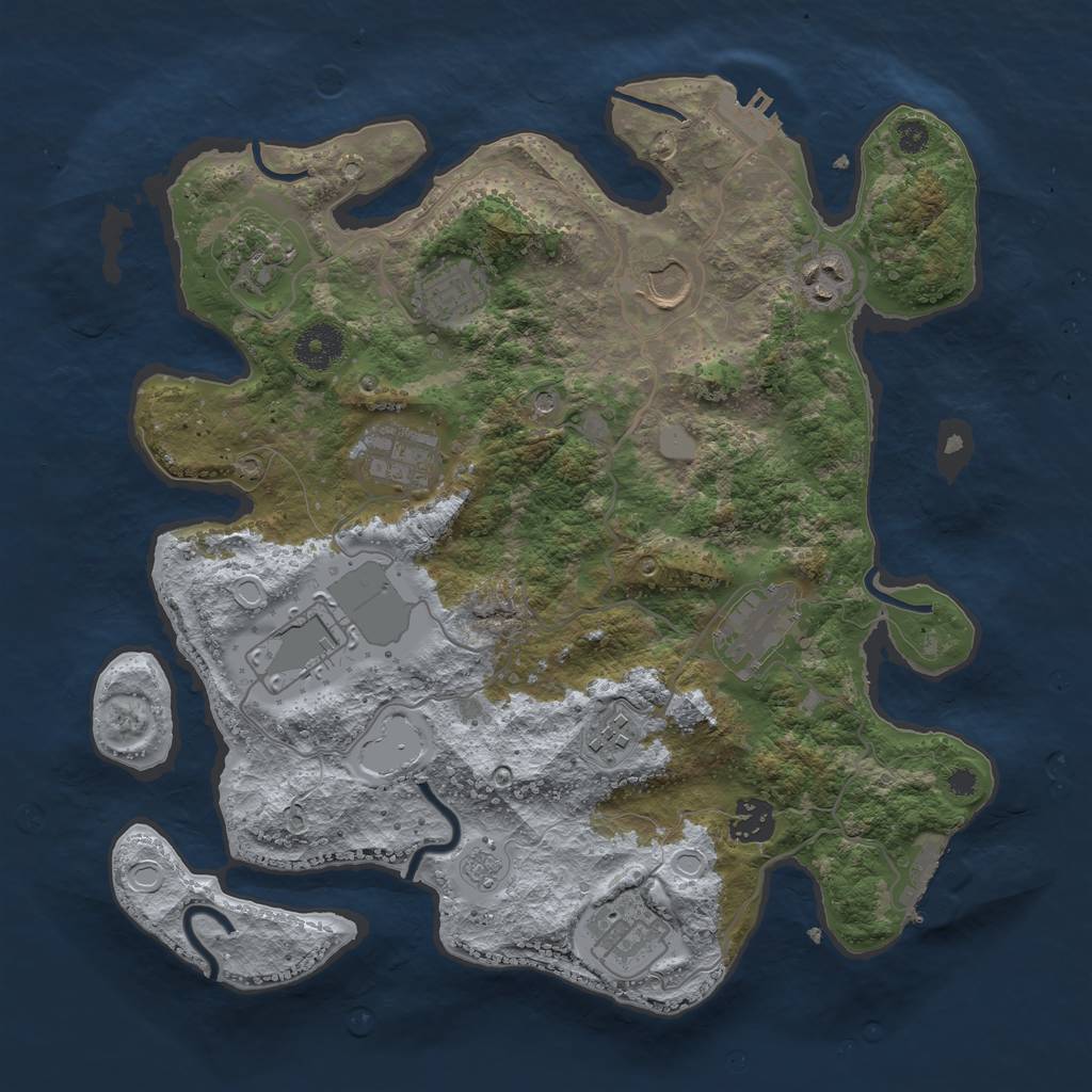 Rust Map: Procedural Map, Size: 3500, Seed: 47727920, 19 Monuments