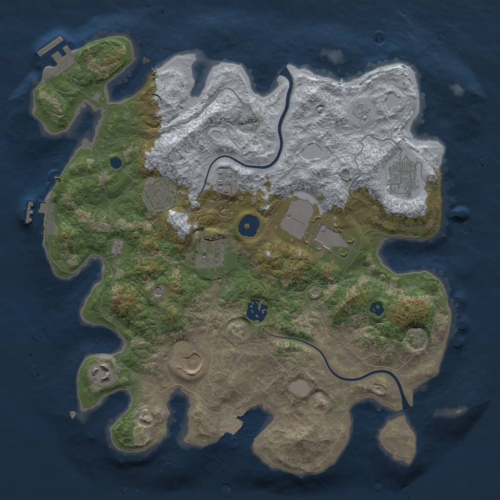 Rust Map: Procedural Map, Size: 3500, Seed: 72440931, 14 Monuments