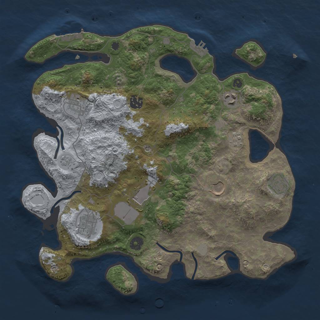 Rust Map: Procedural Map, Size: 3500, Seed: 60267683, 17 Monuments