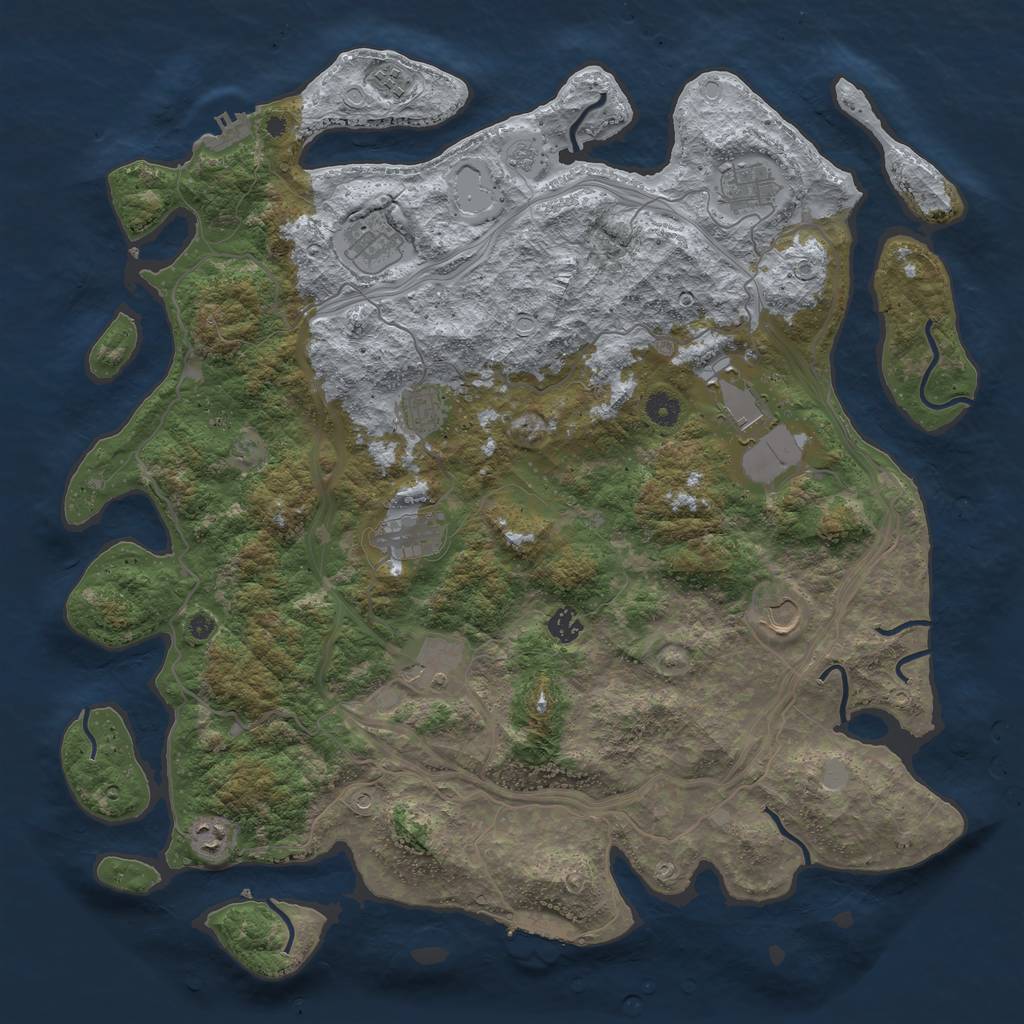 Rust Map: Procedural Map, Size: 4500, Seed: 1116677023, 17 Monuments