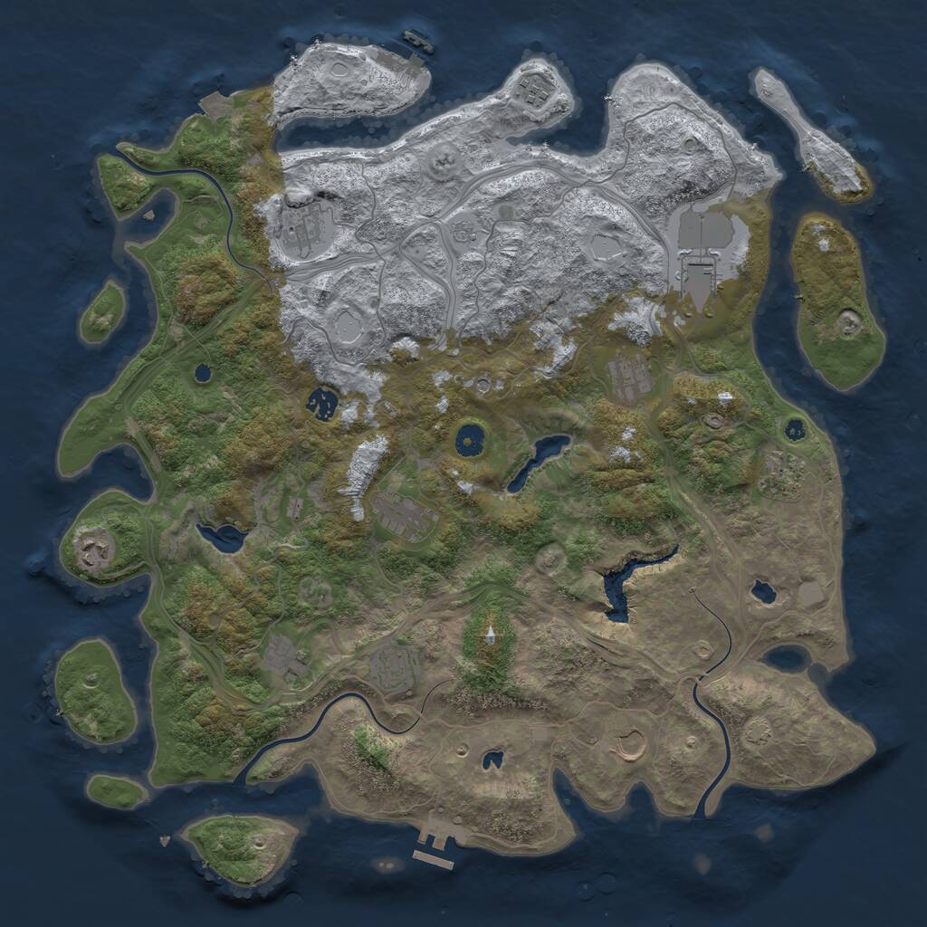 Rust Map: Procedural Map, Size: 4500, Seed: 1116677023, 17 Monuments