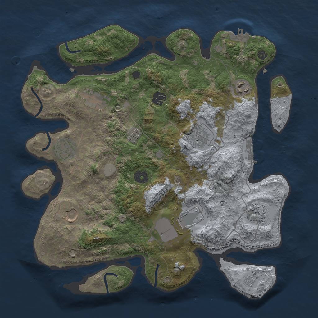 Rust Map: Procedural Map, Size: 3500, Seed: 51162990, 16 Monuments