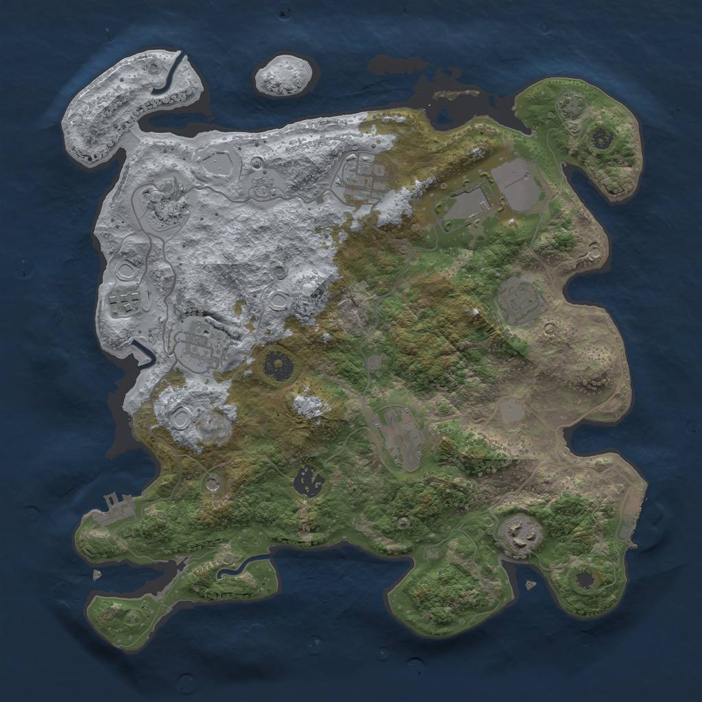 Rust Map: Procedural Map, Size: 3500, Seed: 56061967, 17 Monuments