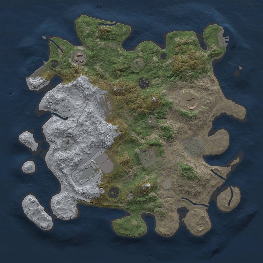 Rust Map: Procedural Map, Size: 3500, Seed: 49712630, 14 Monuments