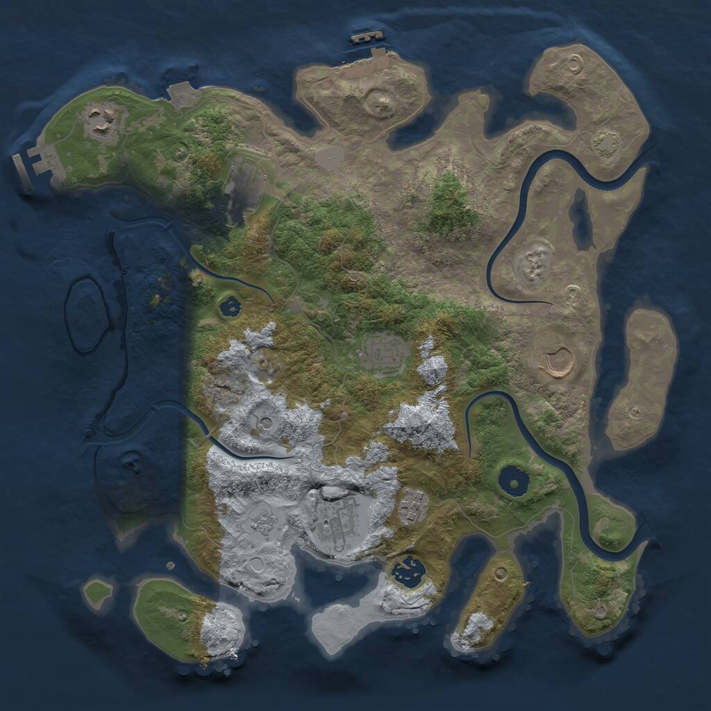 Rust Map: Procedural Map, Size: 3500, Seed: 84917570, 13 Monuments