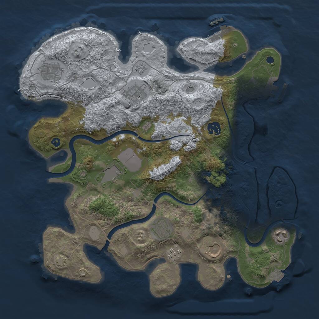 Rust Map: Procedural Map, Size: 3500, Seed: 57786277, 14 Monuments