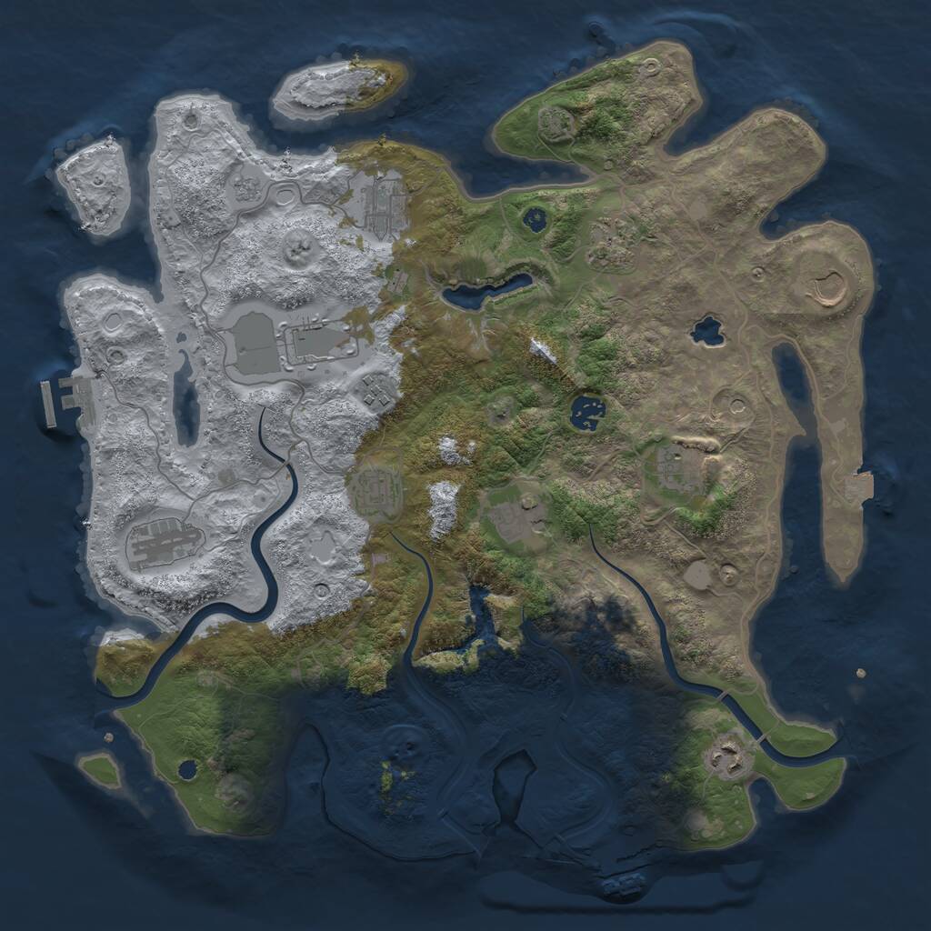 Rust Map: Procedural Map, Size: 4000, Seed: 1428510239, 17 Monuments