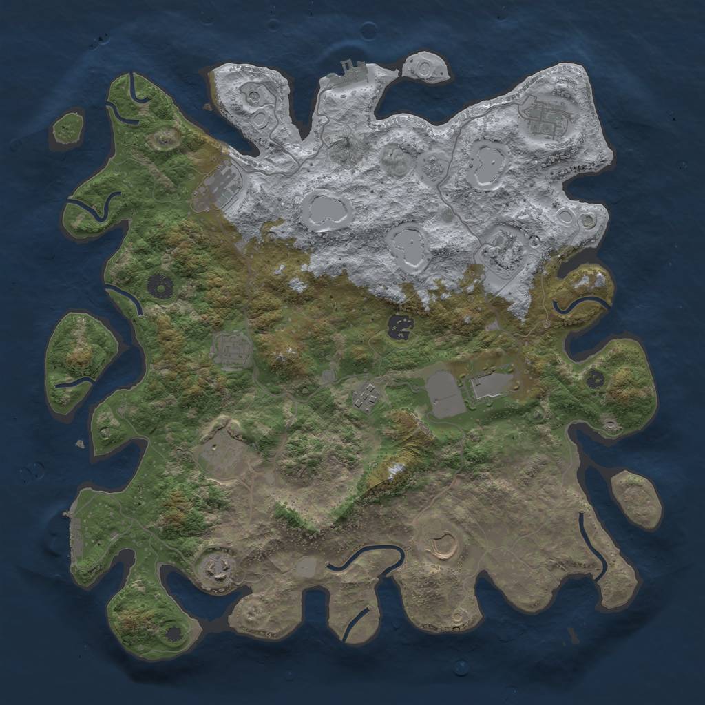 Rust Map: Procedural Map, Size: 3999, Seed: 2147483645, 19 Monuments