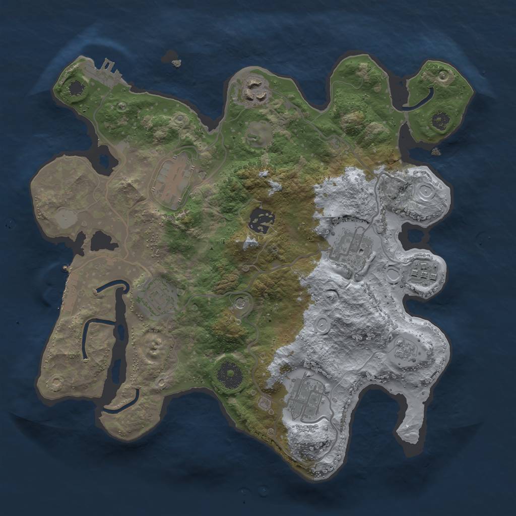 Rust Map: Procedural Map, Size: 3000, Seed: 901746174, 16 Monuments