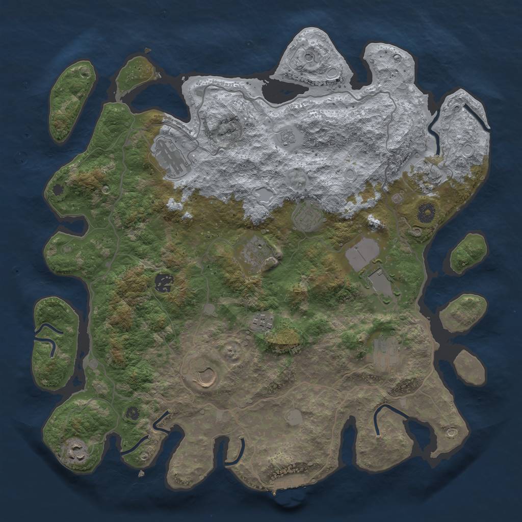 Rust Map: Procedural Map, Size: 4000, Seed: 1636799080, 18 Monuments