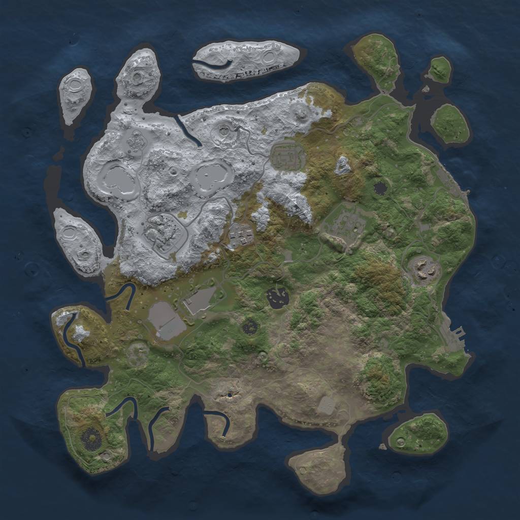 Rust Map: Procedural Map, Size: 3500, Seed: 296329, 16 Monuments