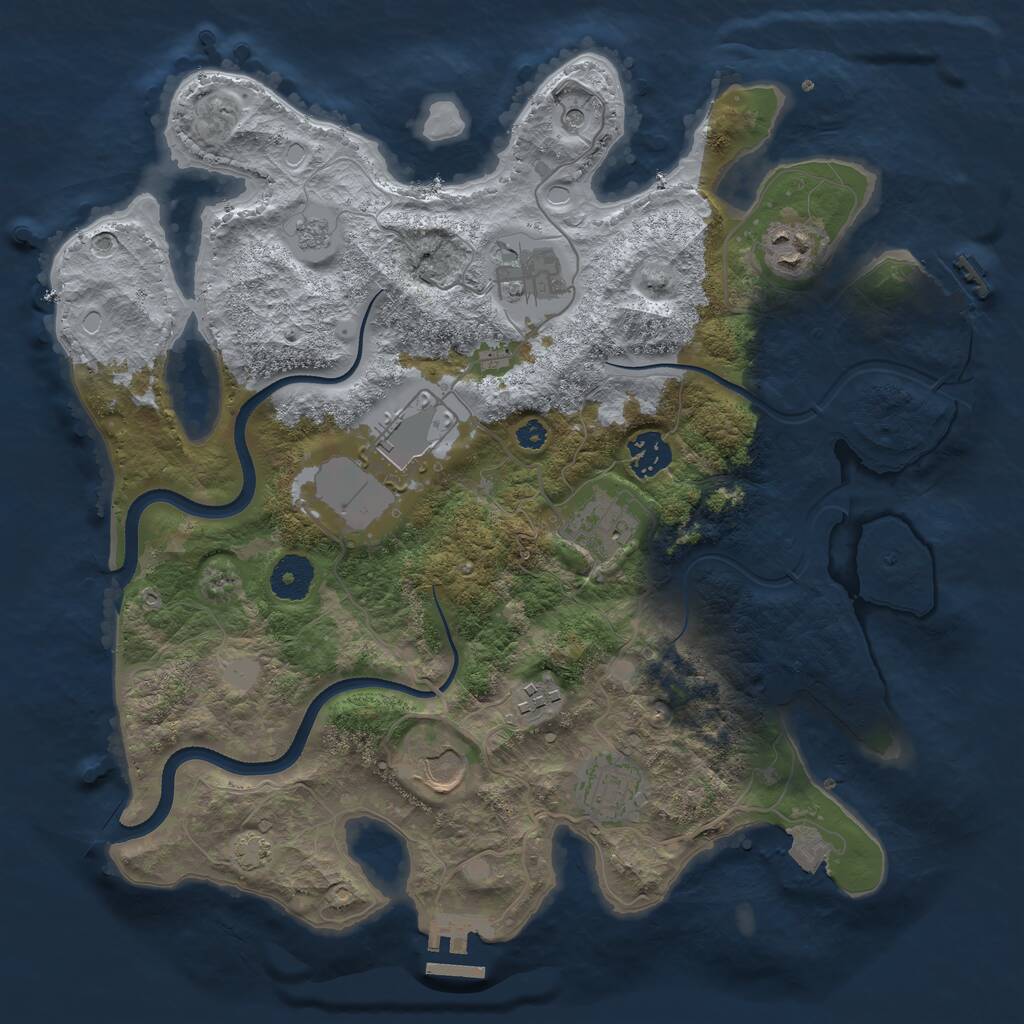 Rust Map: Procedural Map, Size: 3500, Seed: 1869887764, 14 Monuments