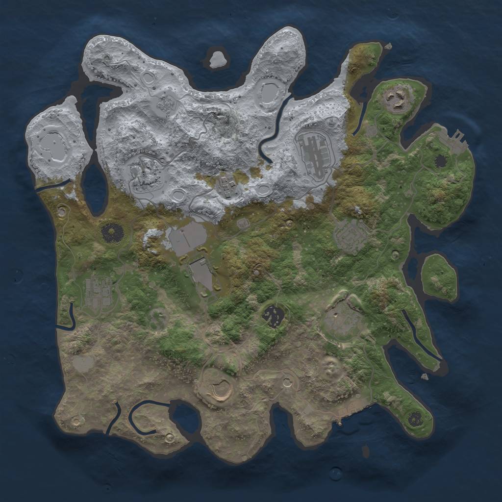 Rust Map: Procedural Map, Size: 3500, Seed: 1869887764, 19 Monuments