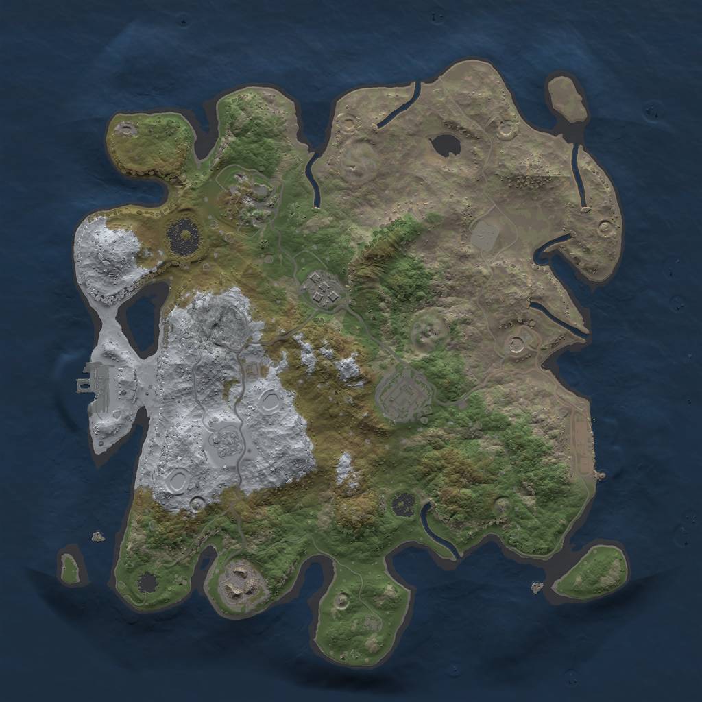 Rust Map: Procedural Map, Size: 3000, Seed: 52643420, 11 Monuments