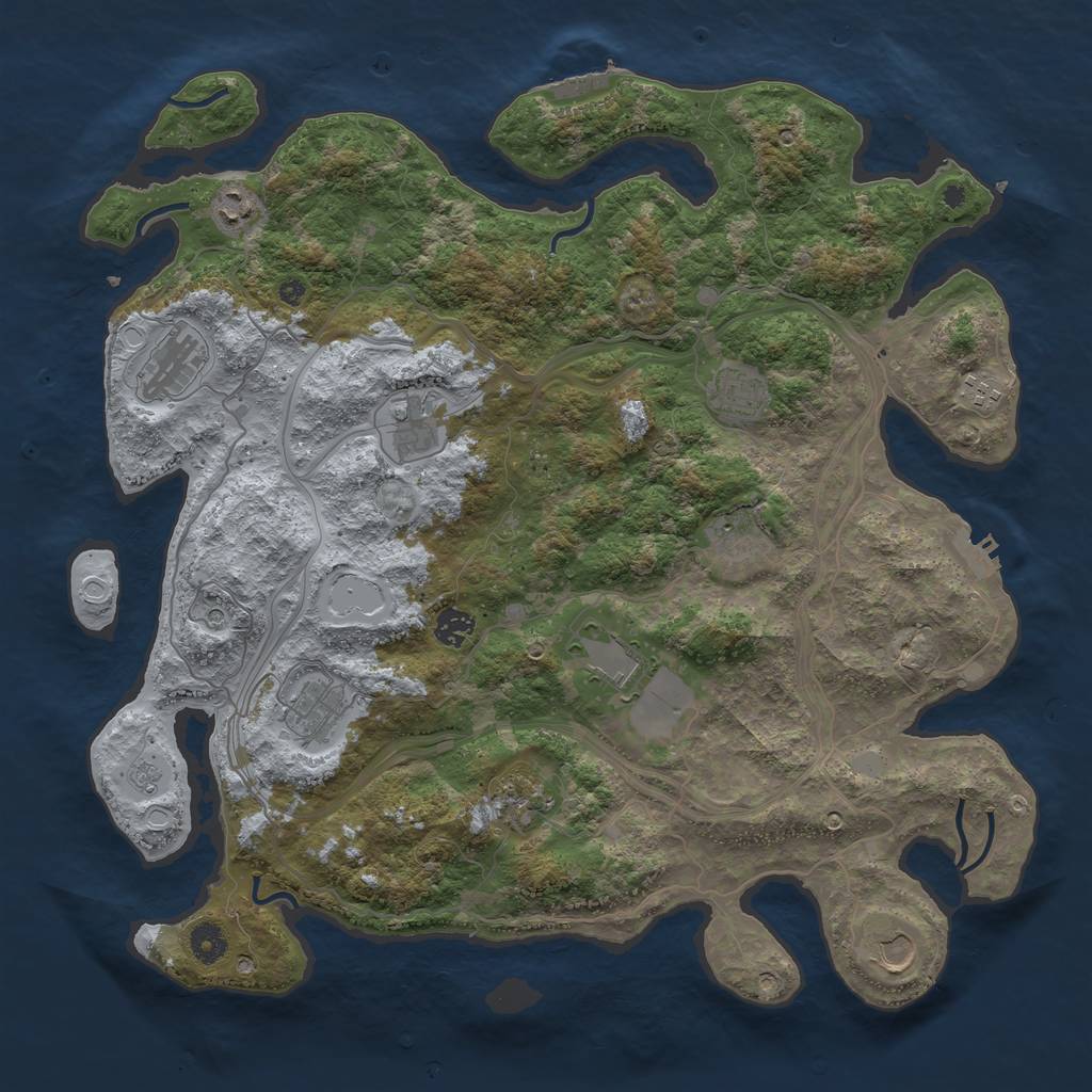 Rust Map: Procedural Map, Size: 4250, Seed: 1483512704, 20 Monuments