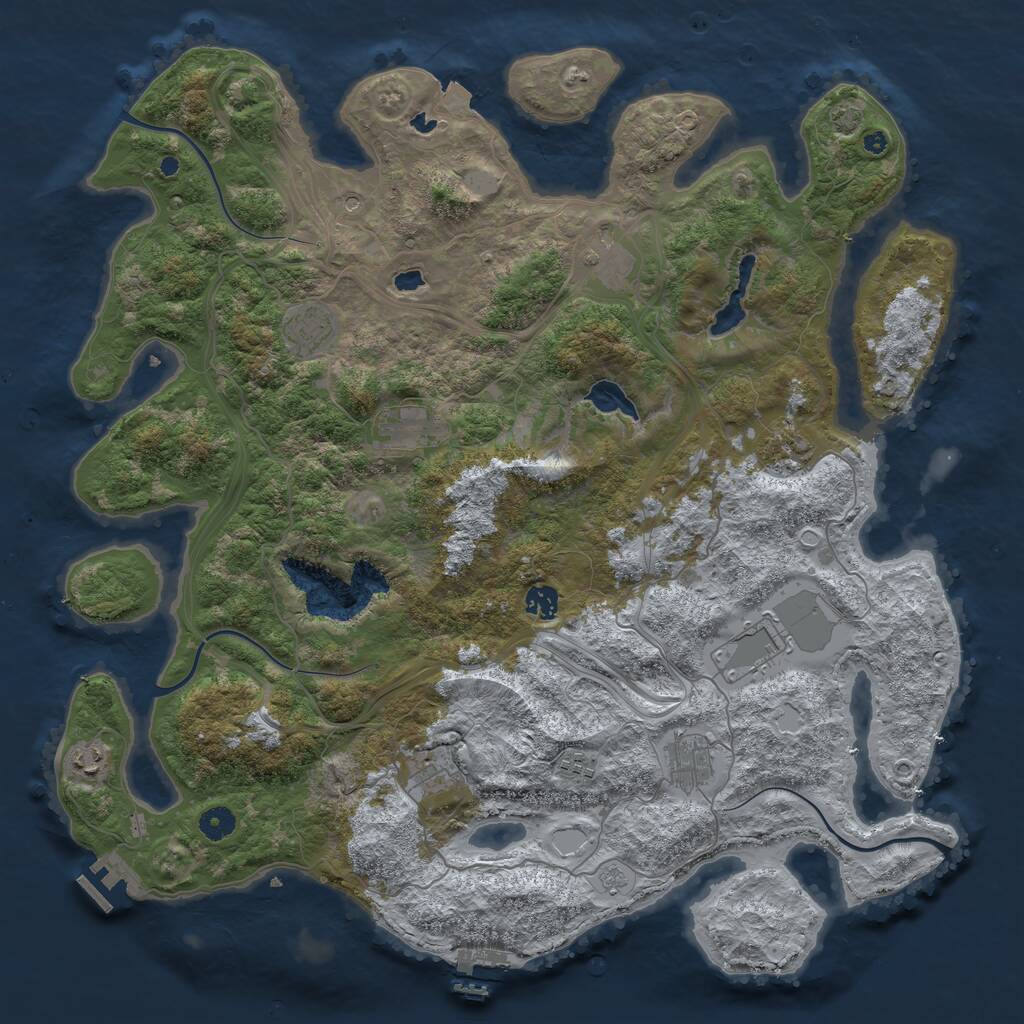 Rust Map: Procedural Map, Size: 4500, Seed: 1305459488, 16 Monuments