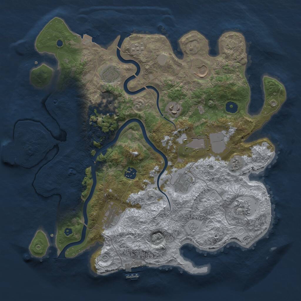 Rust Map: Procedural Map, Size: 3800, Seed: 7518203, 16 Monuments