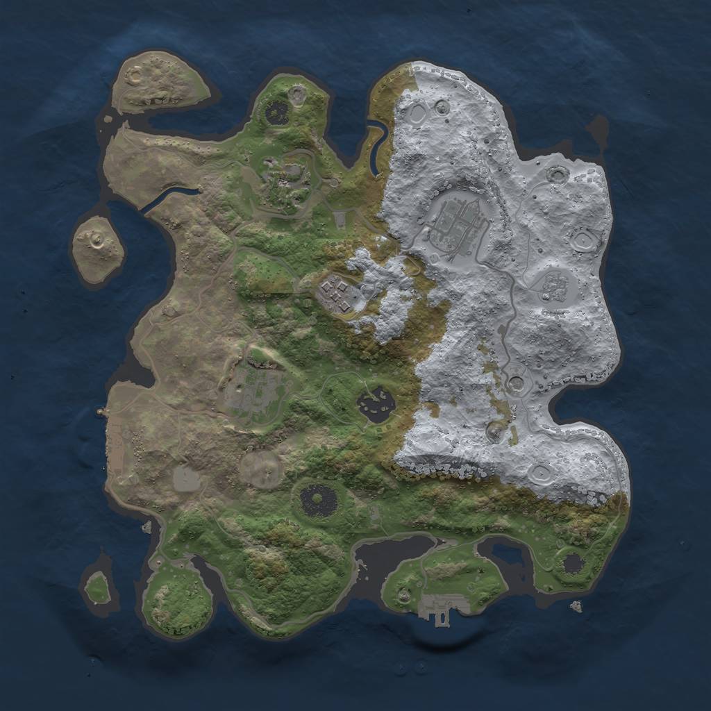 Rust Map: Procedural Map, Size: 3000, Seed: 23833, 14 Monuments