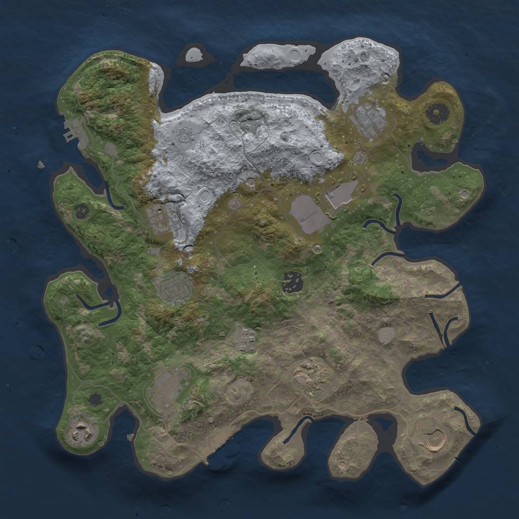 Rust Map: Procedural Map, Size: 3500, Seed: 1504546910, 19 Monuments