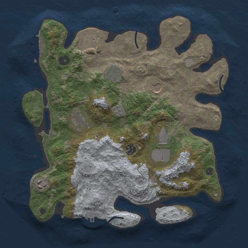 Rust Map: Procedural Map, Size: 3500, Seed: 16890, 17 Monuments