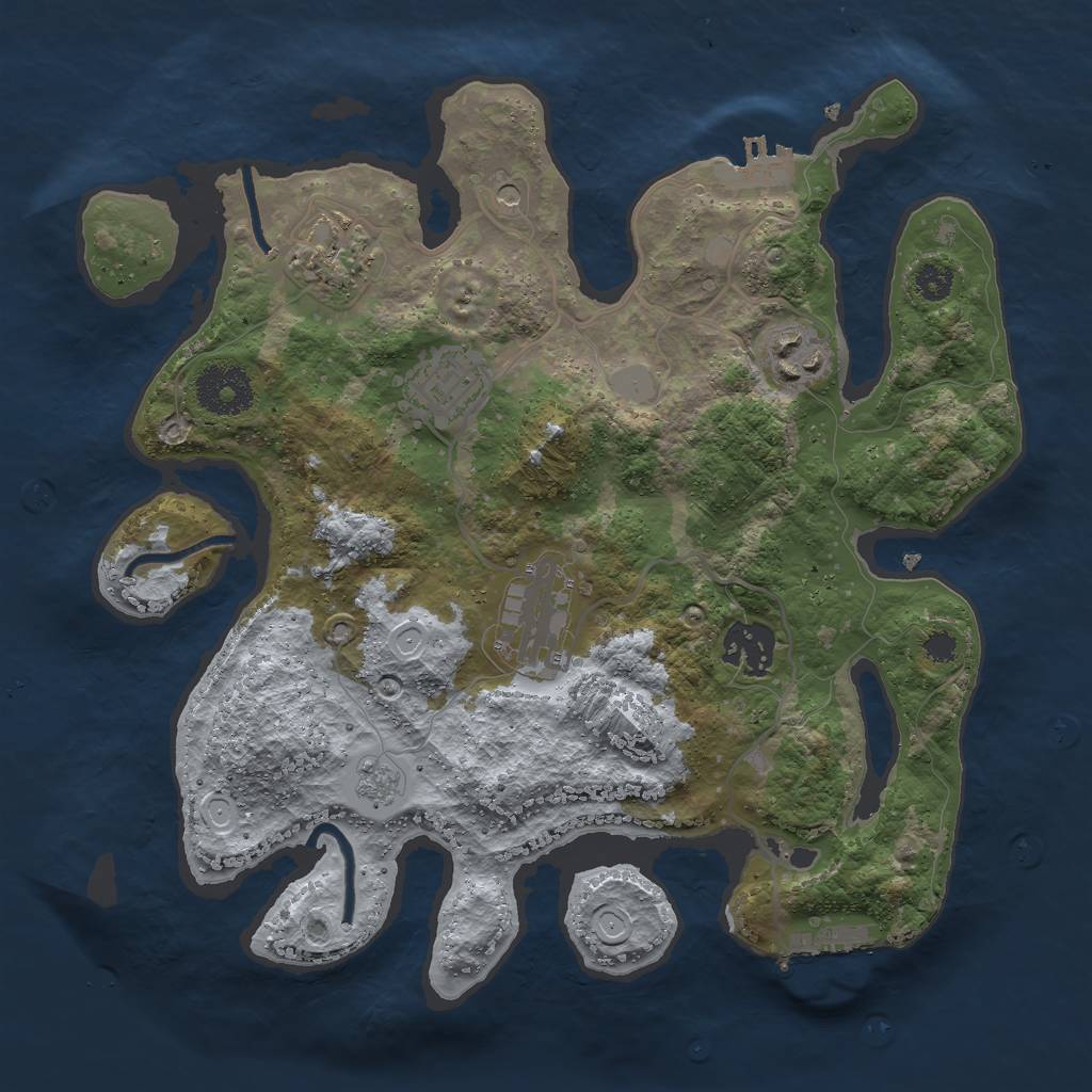 Rust Map: Procedural Map, Size: 3000, Seed: 574339543, 14 Monuments