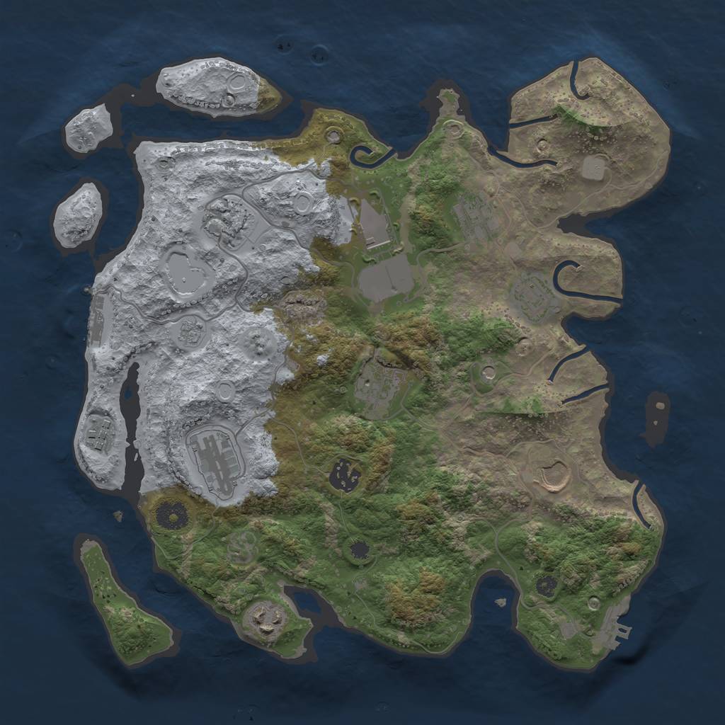 Rust Map: Procedural Map, Size: 3500, Seed: 967277925, 17 Monuments
